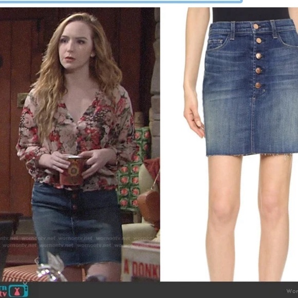 J BRAND denim buttonfly mini skirt AS SEEN ON TV raw edge size 30